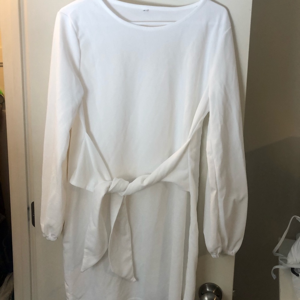 Jaquard/Balloon Sleeve/Bodycon/Tie Waist Dress